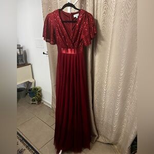 Maroon Sequin Evening Gown – Faereisty – Size XS – NWOT